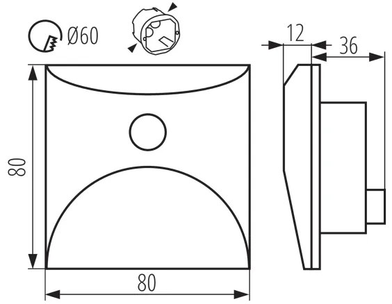 Kanlux 39143 - LED lépcsővilágító lámpatest érzékelővel EXIN 2,5W/230V 4000K IP65 antracit, négyzetes