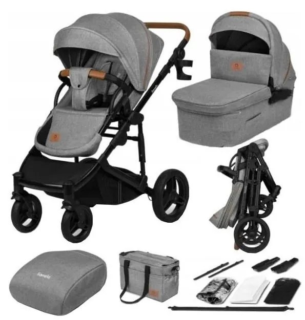 Lionelo - MARI TOUR 2 az 1-ben kombinált babakocsi, Grey Stone