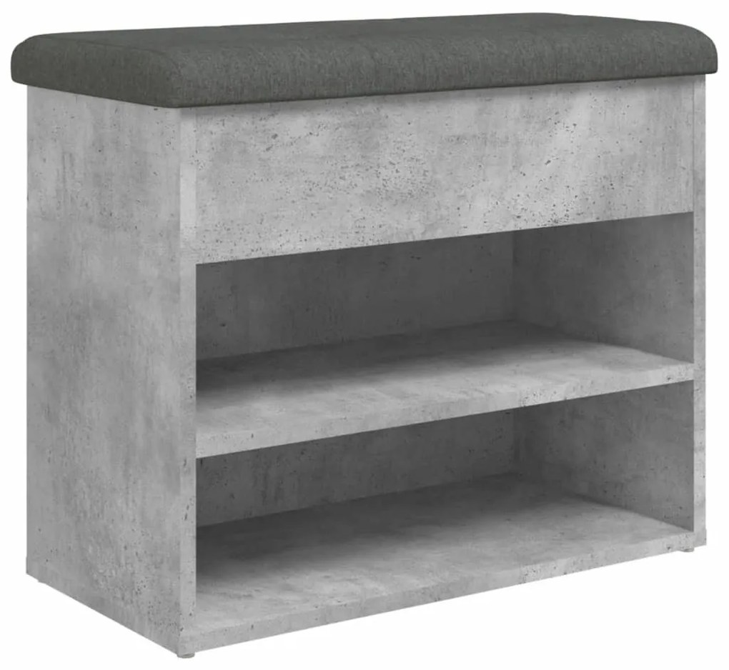 betonszürke szerelt fa cipőtároló pad 62 x 32 x 50 cm