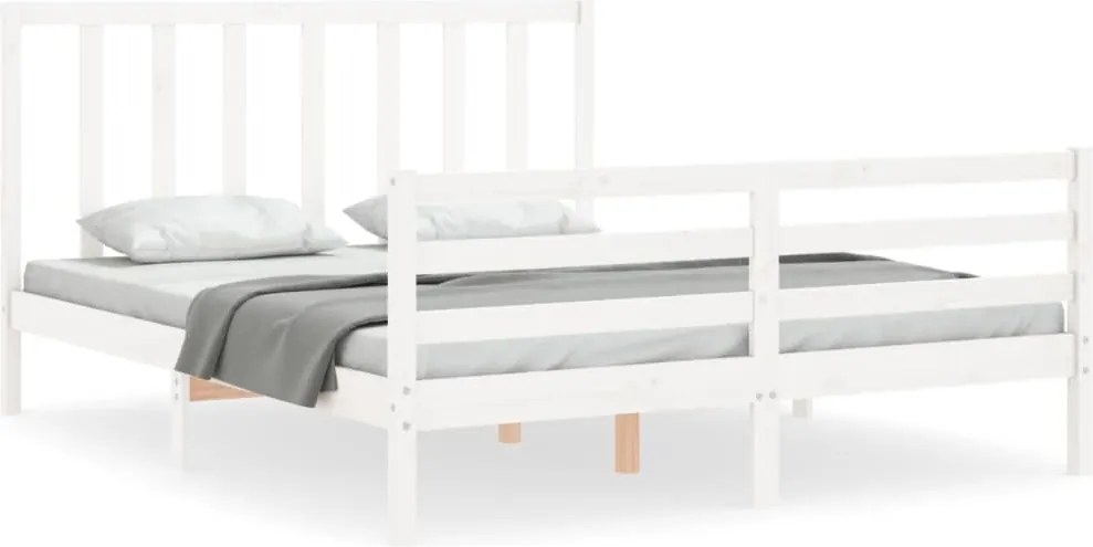 vidaXL fehér tömör fenyőfa ágy matrac nélkül 160 x 200 cm