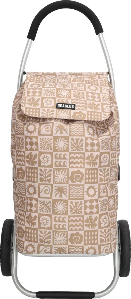 Bézs kockás prémium bevásárlókocsi kerekeken "Aluman"