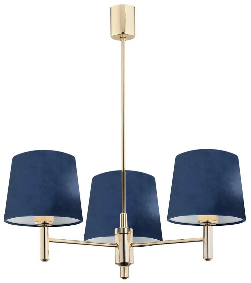 Argon 1485 - Csillár rúdon PONTE 3xE27/15W/230V kék/sárgaréz