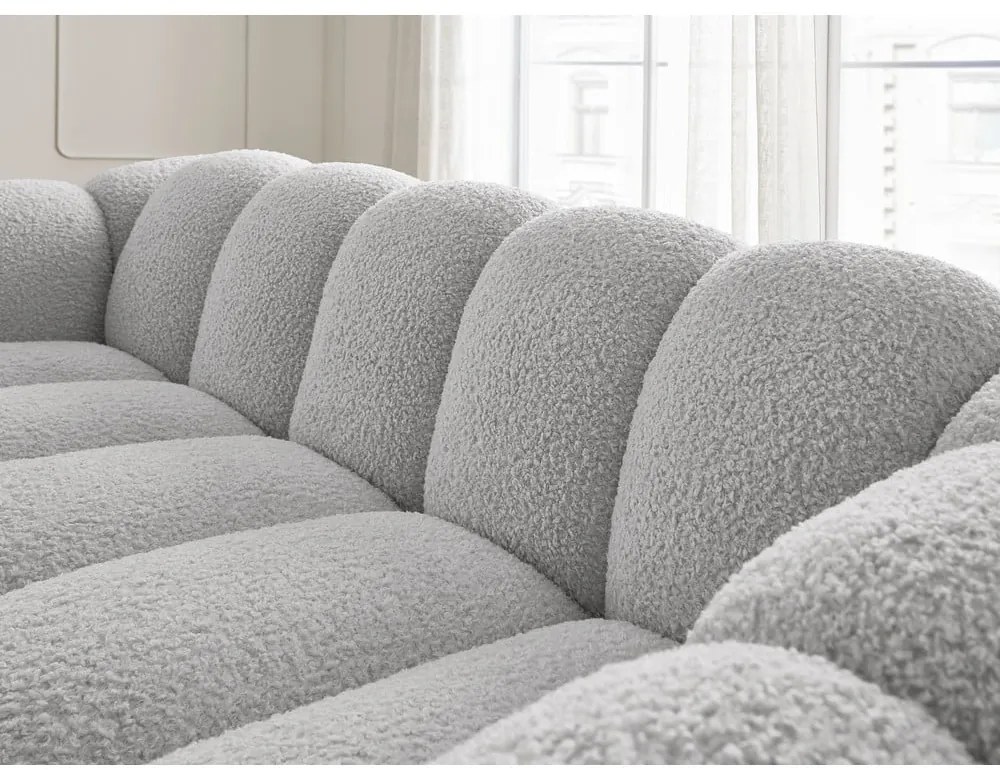 Világosszürke buklé kanapé 232 cm Hippolyte – Bobochic Paris