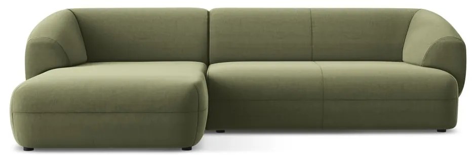 Zöld bársony sarokkanapé (bal oldali) Moana – Makamii