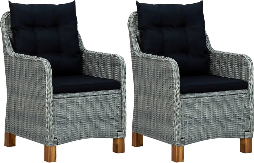 vidaXL 2 db világosszürke polyrattan kerti szék párnával