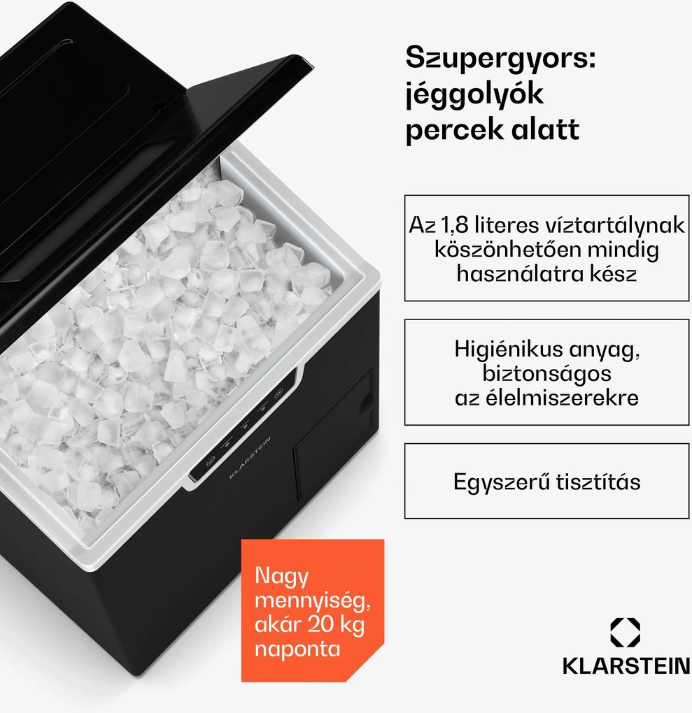 Klarstein Icefestival Cube ipari jégkocka készítő, 400W, 1,8 liter, 20 kg/24 ó