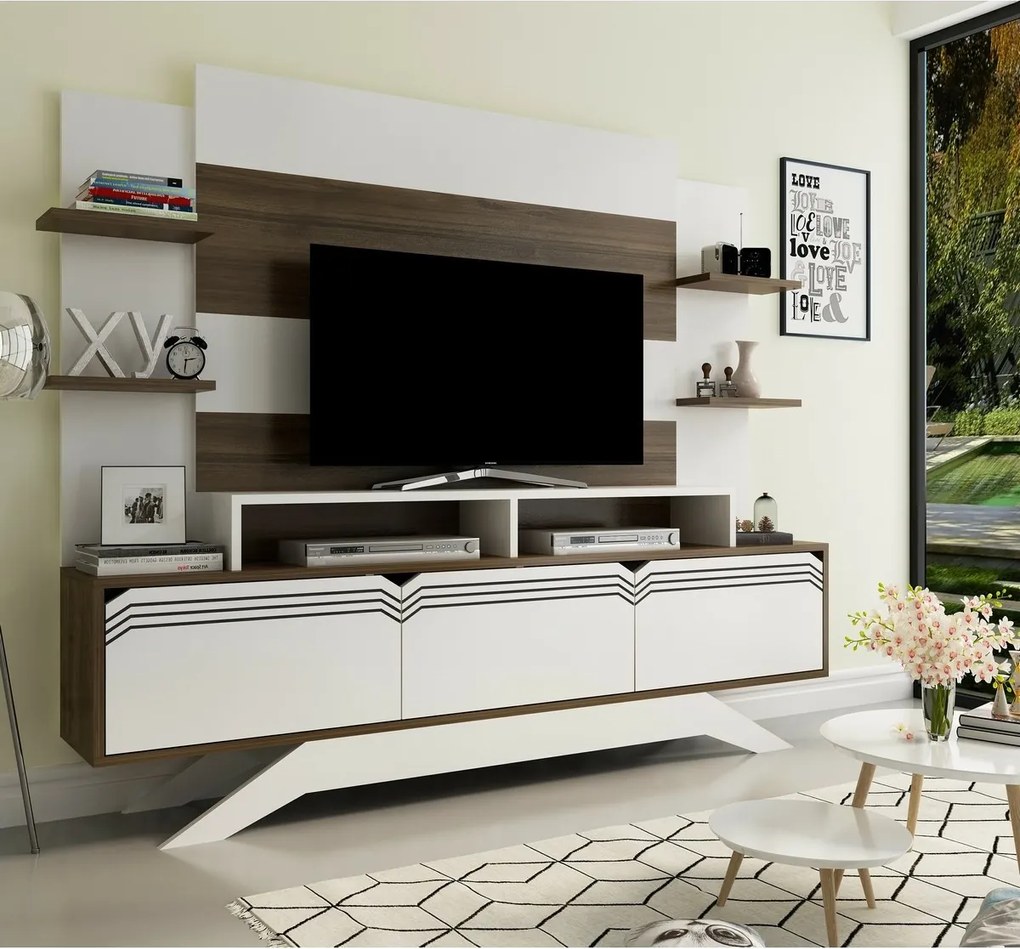 Delpi Walnut and White TV-fal