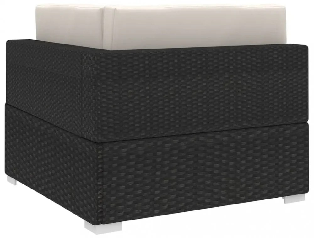 vidaXL 1 db fekete polyrattan moduláris sarokfotel párnákkal
