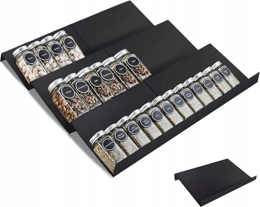 6XFŰSZERTARTÓ Fiókbetét Becsúsztatható Rendszerező Polc Állítható Fekete