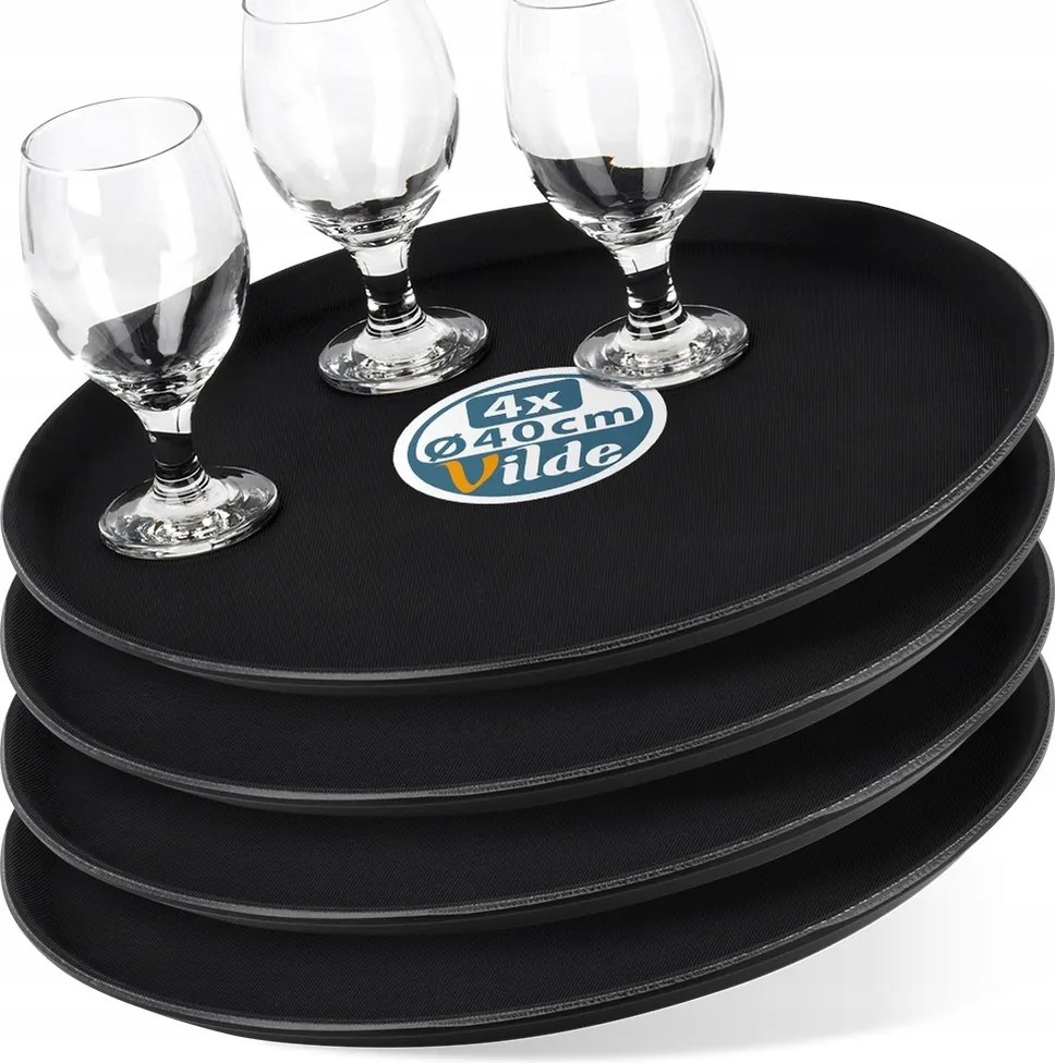 4x Pincér tálca csúszásgátló éttermi szállításhoz kerek 40 cm