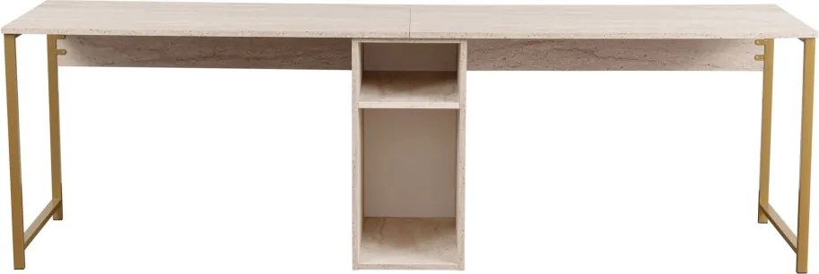Twin Study Desk - travertin/arany íróasztal