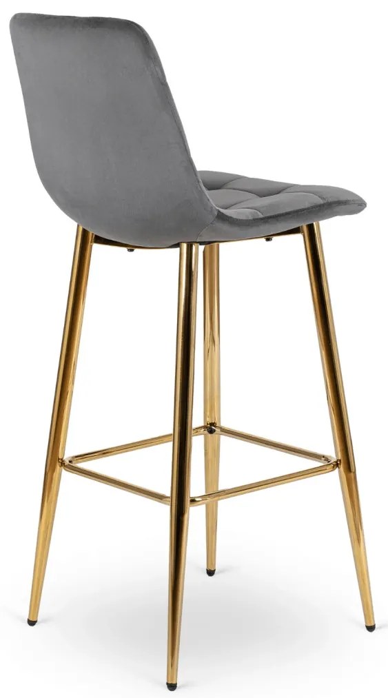 Szürke Bársony Bárszék Aranyszínű Lábbal. ARIEL