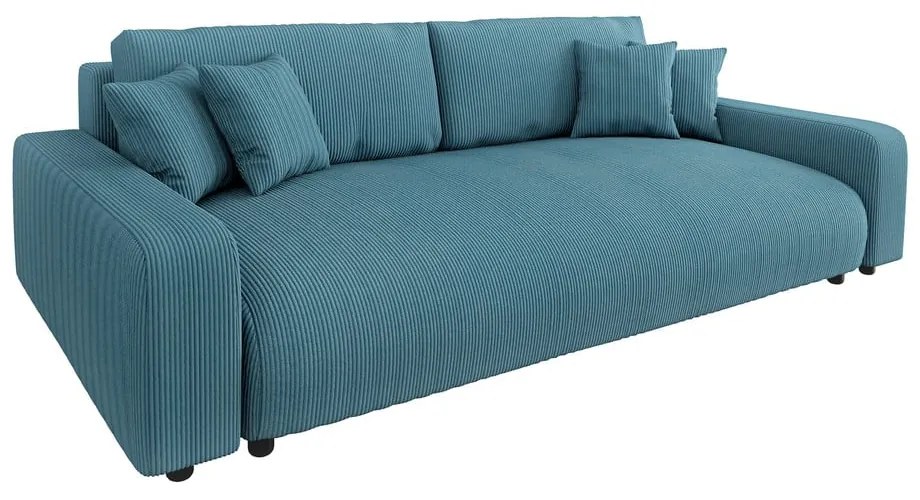 Türkiz kordbársony kinyitható tárolóhelyes kanapé 234 cm Sara – Ropez