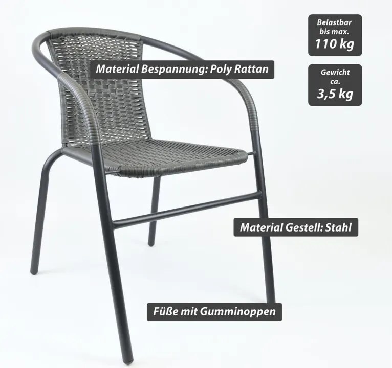 Kerti bisztrószék egymásba rakható szürke