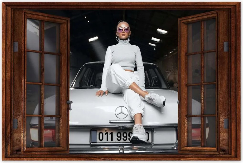 Poszterek 120x80 Fehér klasszikus Mercedes 200