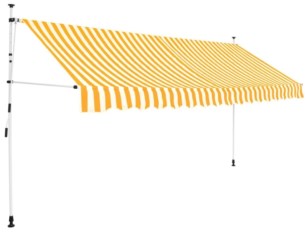 vidaXL narancssárga-fehér csíkos kézzel feltekerhető napellenző 350 cm