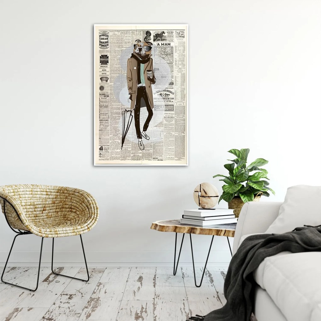 Gario Poszter Absztrakt bulldog egy újság hátterén A keret színe: Keret nélkül, Méret: 40 x 60 cm