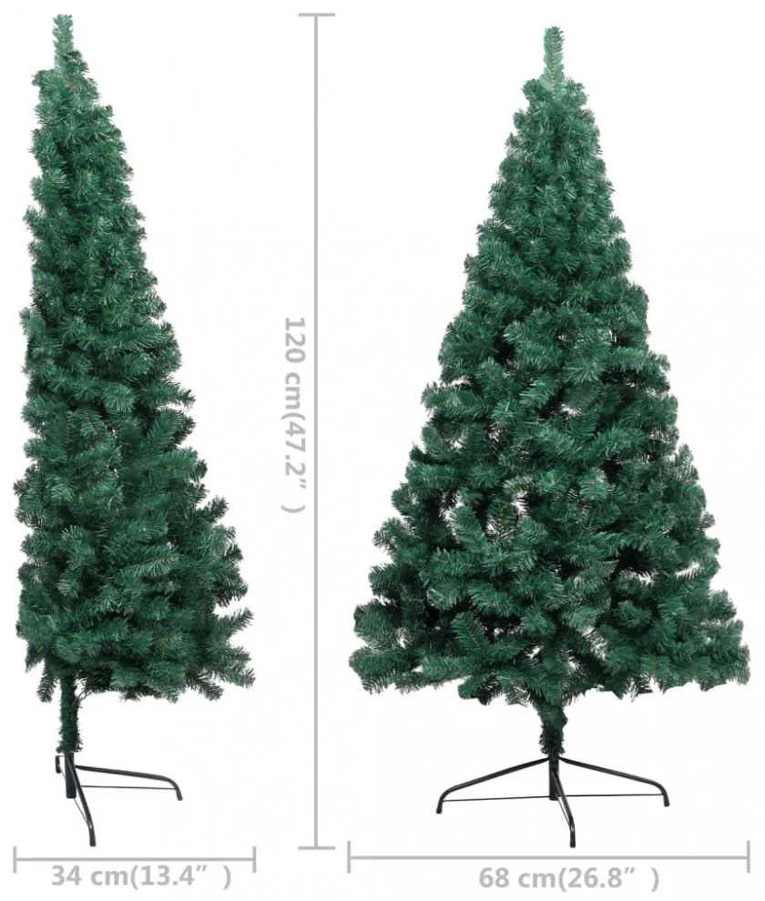 zöld PVC fél műkarácsonyfa állvánnyal 120 cm