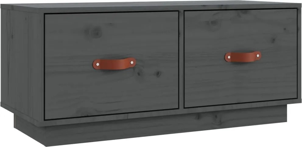 vidaXL szürke tömör fenyőfa TV-szekrény 80 x 34 x 35 cm