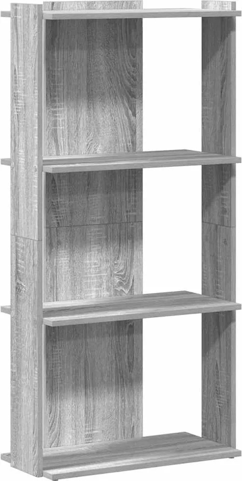 vidaXL 3 szintes szürke sonoma szerelt fa könyvespolc 60 x 30 x 120 cm