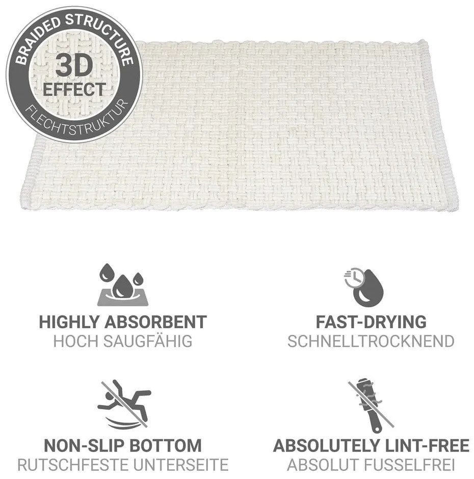 Fehér textil fürdőszobai kilépő 50x80 cm Ecoli – Wenko