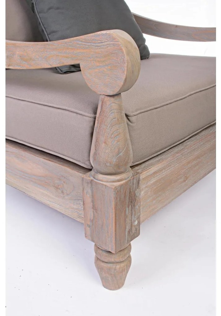 Teakfa kerti fotel levehető huzattal – anitik szürke