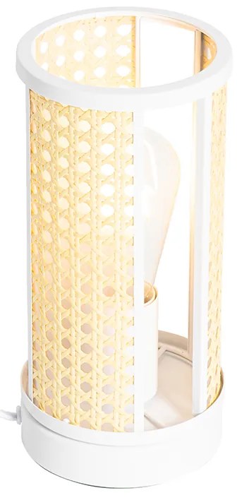 Keleti asztali lámpa fehér rattannal 12 cm - Akira