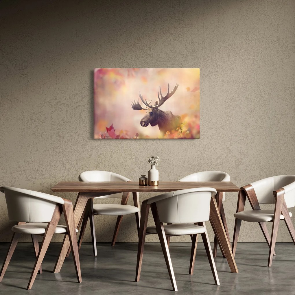 Kép - jávorszarvas az őszi levelekben (90x60 cm)