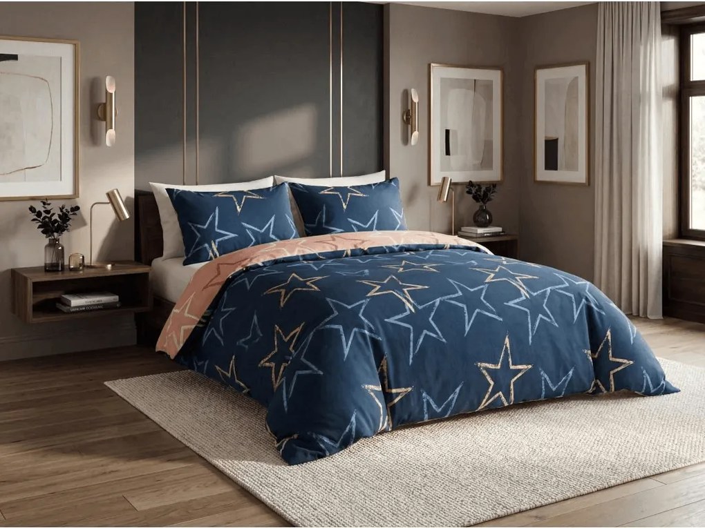 Mikroflanel ágyneműhuzat STARMISS sötétkék Ágyneműhuzat mérete: 70 x 90 cm | 140 x 200 cm