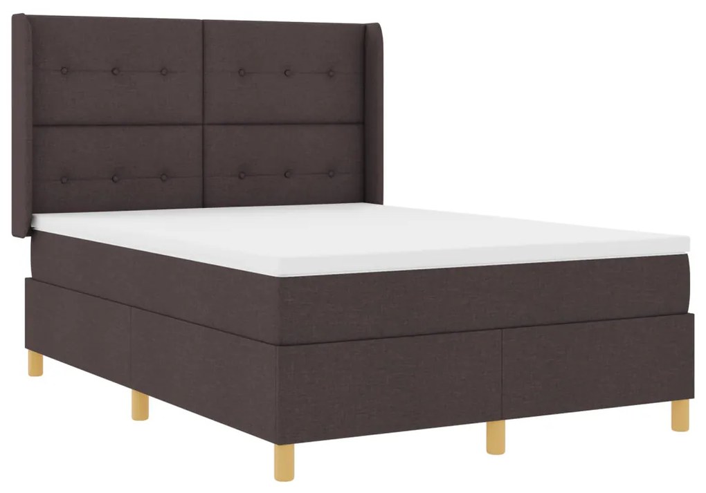 Boxspring Ágy Matrac Esernyő Barna 160x200 cm Szövet