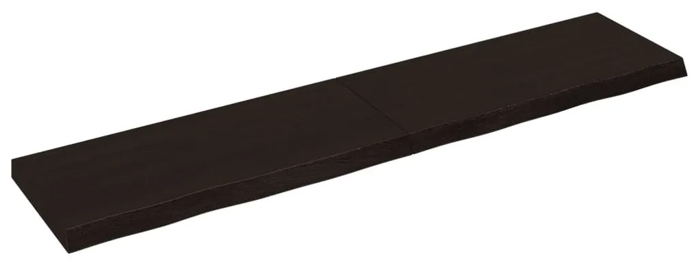 sötétbarna kezelt tömör tölgyfa fali polc 180 x 40 x (2-6) cm