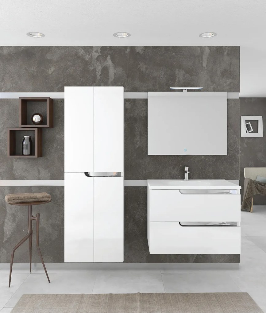 Piramida EURIDIKA fali / álló fürdőszobabútor - műmárvány mosdóval - 2 fiókos - 100 x 48 x 53 cm