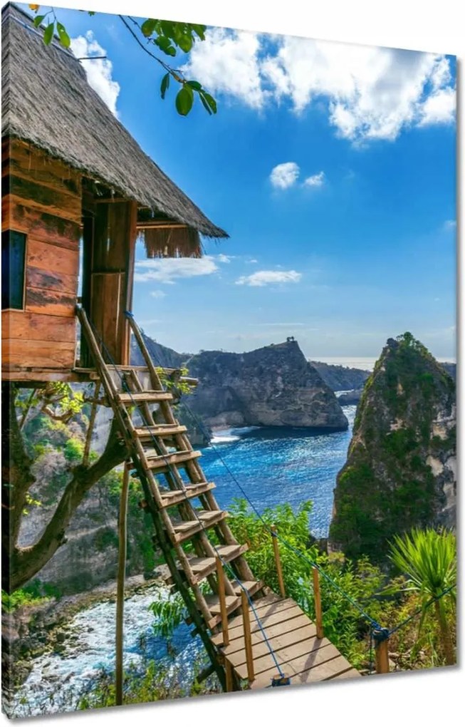 Vászonkép 60x80 Faház Tenger