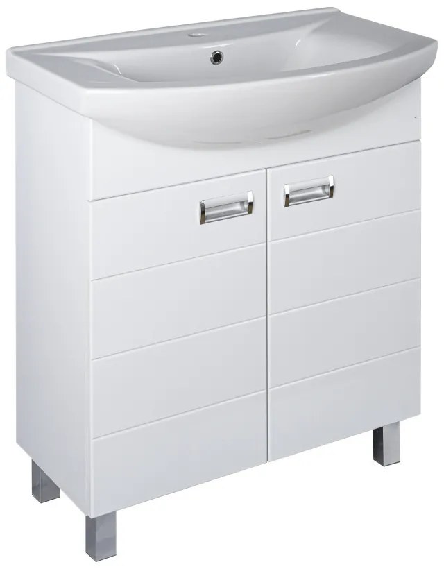 Viva SZQUARE 75 lábon álló fürdőszobabútor Sanovit ZENON 6075 porcelán mosdóval 75 x 49,8 cm