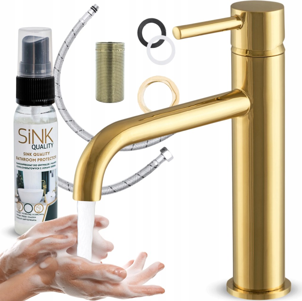Fürdőszobai csaptelep mosdó csaptelep Arany álló pultra+ Impregnáló 5in1