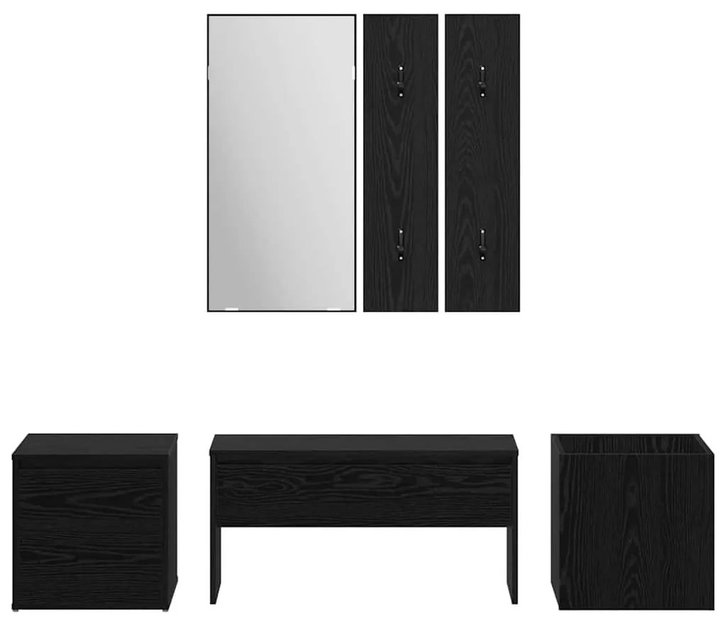 Előszoba bútorkészlet 4 pcs Musta tammi 80 x 31 x 40 cm Faanyag
