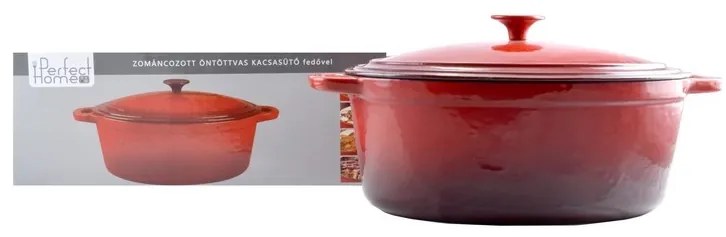 Perfect Home Zománcozott öntöttvas kacsasütő 32cm, 6,2l piros 10568