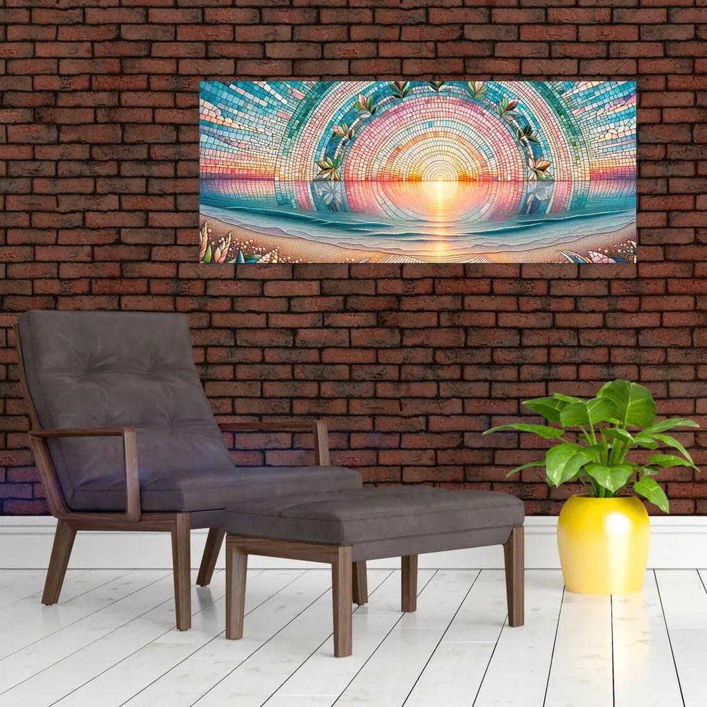 Kép – Naplemente mozaik (120x50 cm)