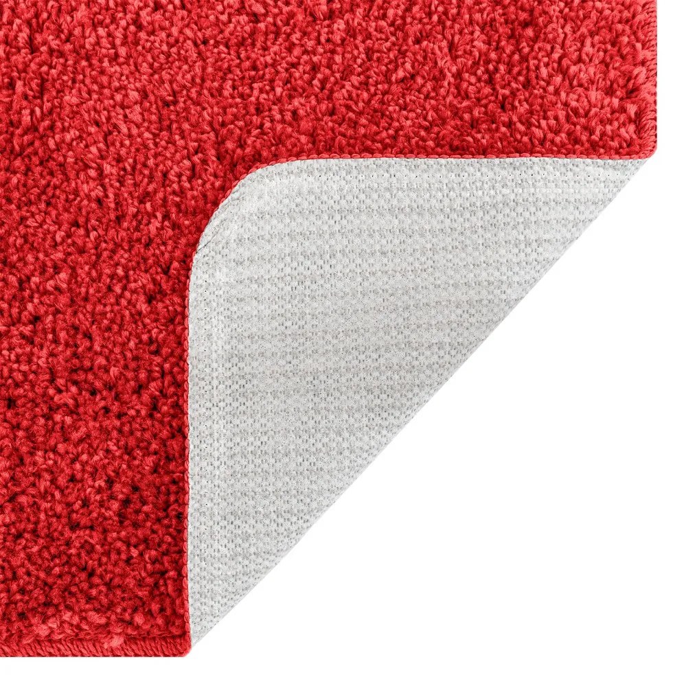 Fürdőszobai szőnyeg téglalap alakú piros 60x90 cm poliészter csúszásmentes