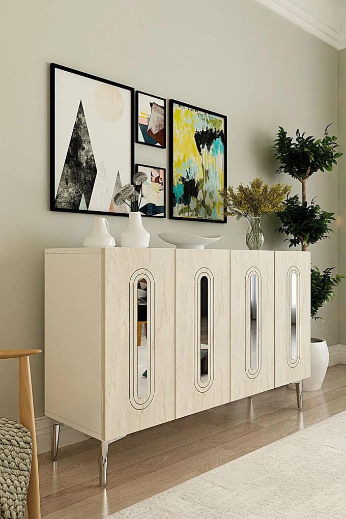 Rany 120 - White, Travertine, Silver