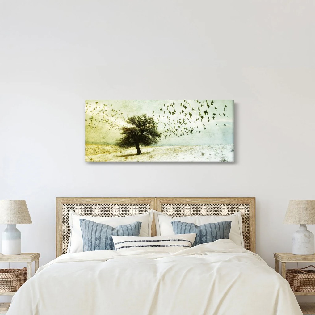 Kép - Festett madárállomány (120x50 cm)