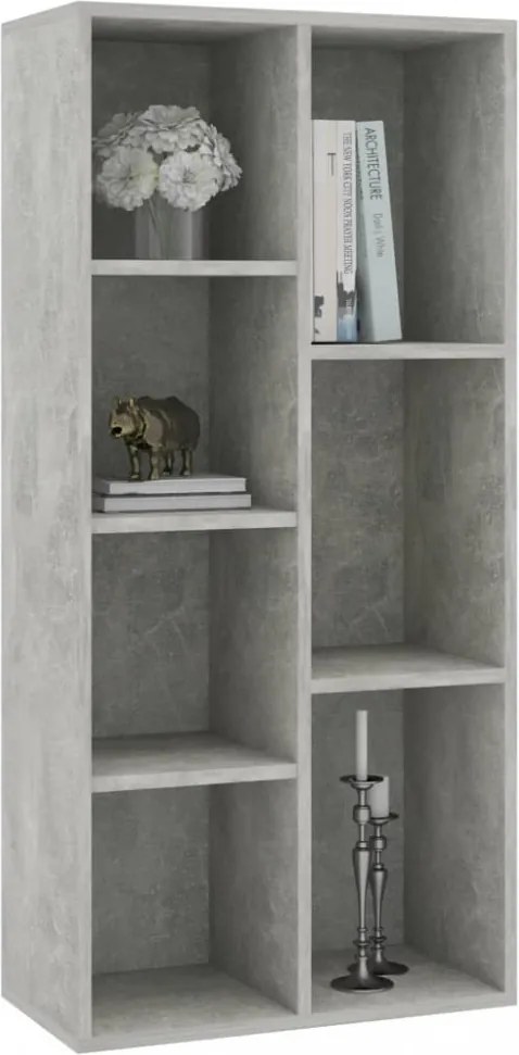 betonszürke szerelt fa könyvszekrény 50 x 25 x 106 cm