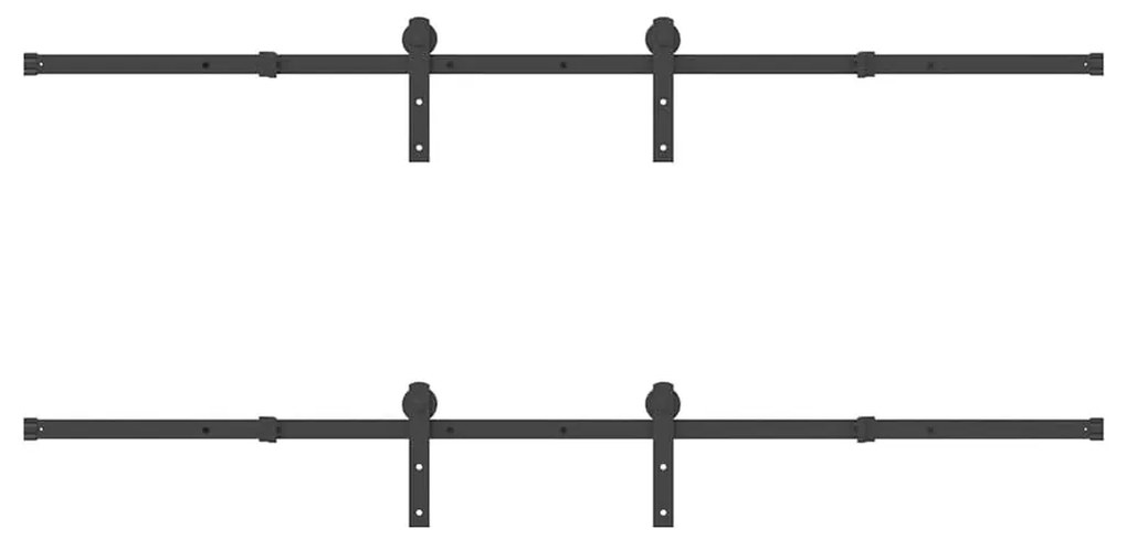 Fekete acél tolóajtó fémszerelék készlet 427 cm