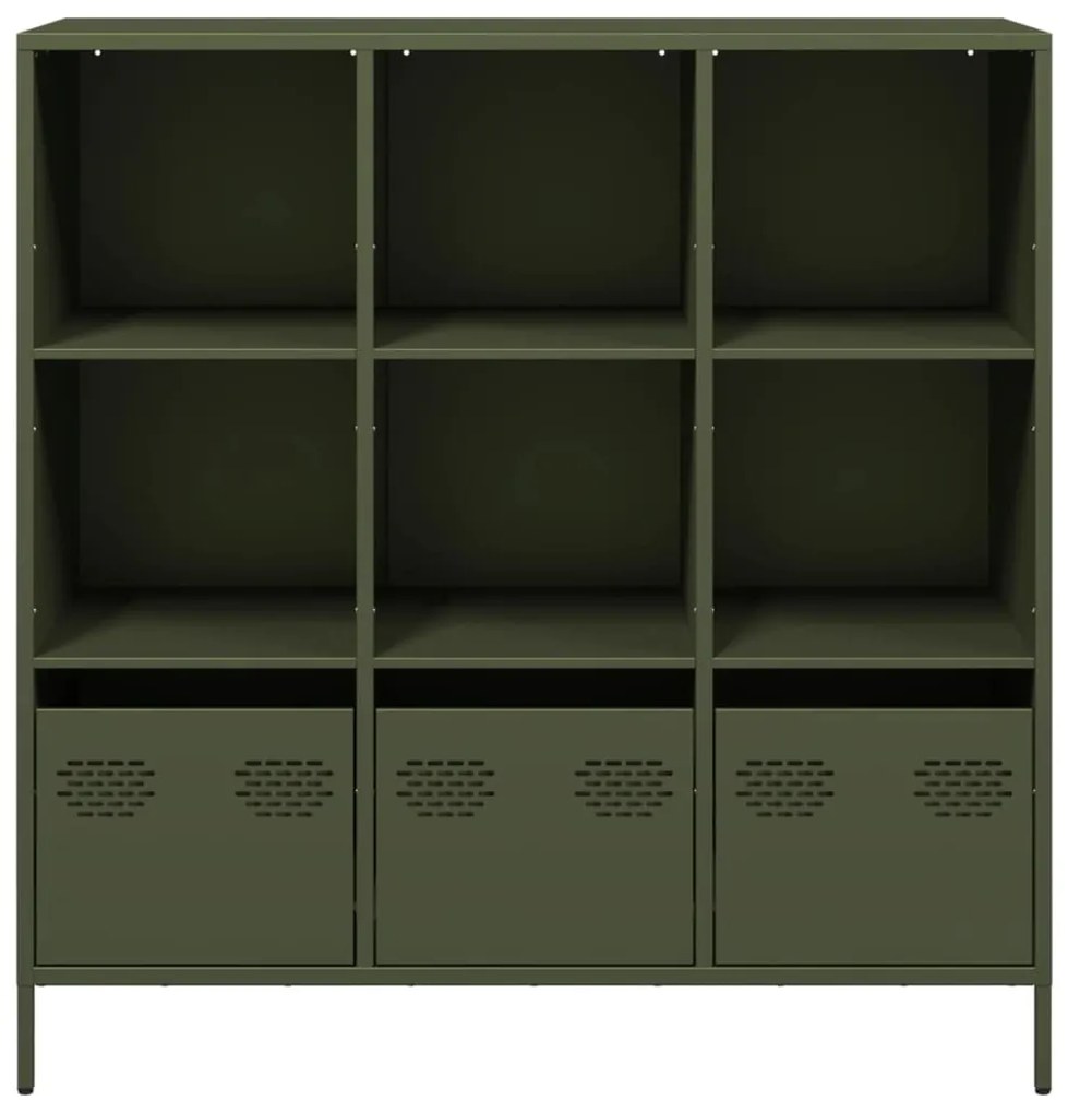 olívazöld acél magasszekrény 101,5 x 39 x 103,5 cm