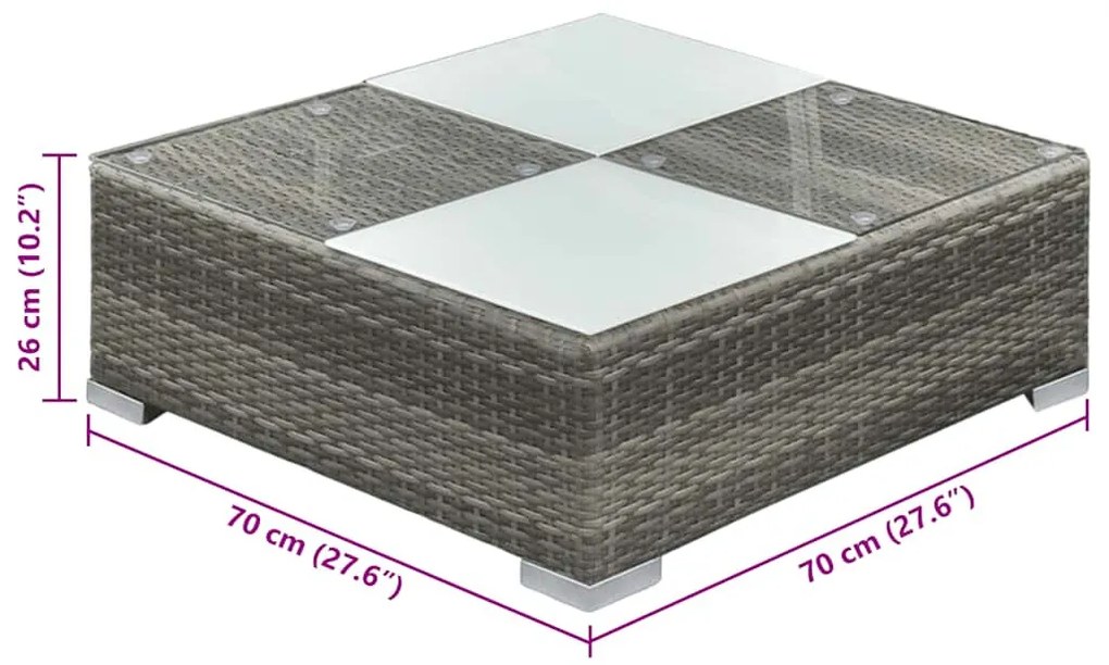 vidaXL 6-részes szürke polyrattan kerti bútorszett párnákkal
