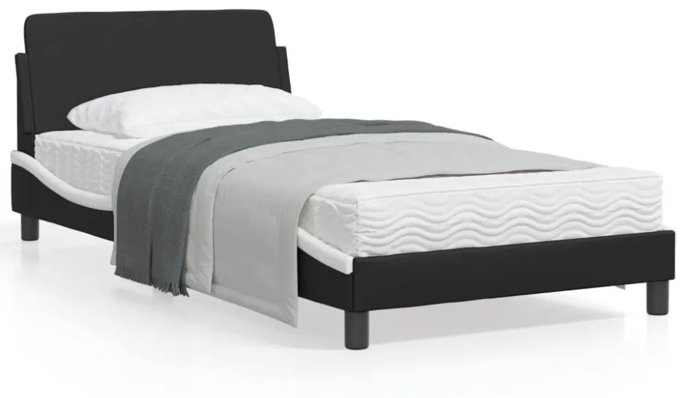 fekete és fehér műbőr ágykeret Dover 100x200 cm