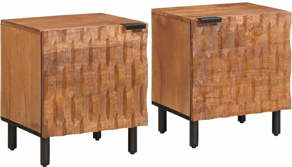 vidaXL Éjjeliszekrény 2 pcs Barna 40 x 33 x 46 cm Tömör Mangófát