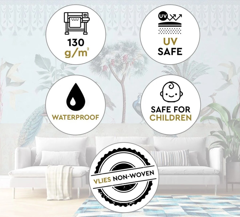 Gario Fotótapéta Pávak a dzsungelkékben - Andrea Haase Anyag: Vlies, Méret: 400 x 280 cm