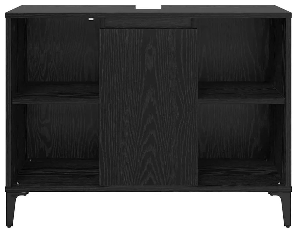 vidaXL Mosdókagyló szekrény polcokkal Fekete tölgy 80 x 33 x 60 cm
