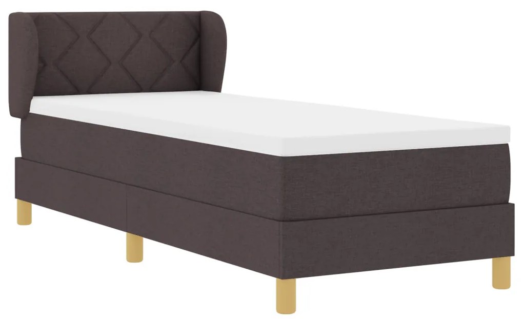 Box Spring Ágy matraccal - Sötétbarna, 80x200 cm, Szövet